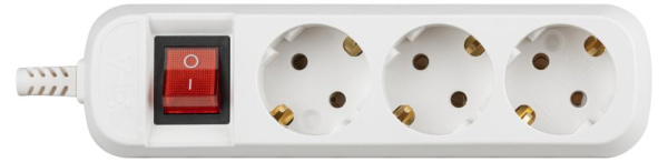 KX-3es  Колодка ЭРА KX-3es 3 розетки с заземлением с выключателем белая