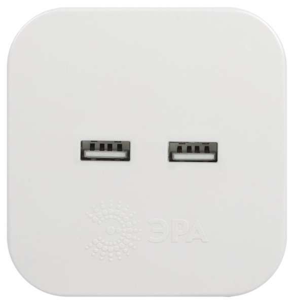 Разветвитель электрический ЭРА SP-4-USB-W на 4 розетки 220V + 2xUSB 2400mA, без заземл 10А (белый)