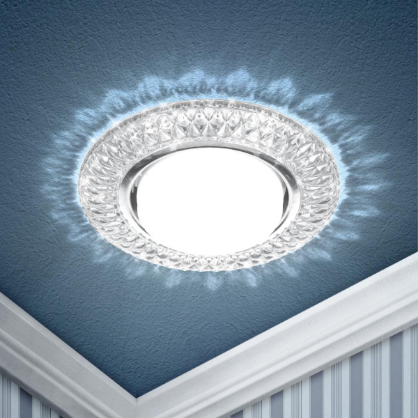 DK LD23 SL/WH Светильник ЭРА декор cо светодиодной подсветкой Gx53, прозрачный (50/800)