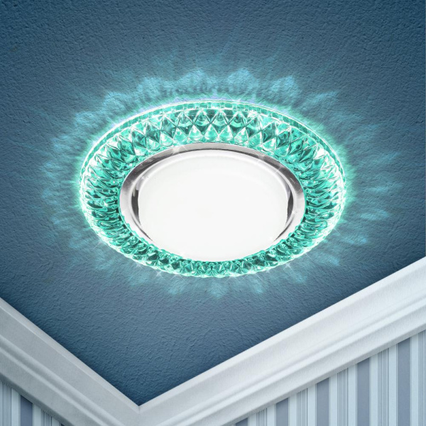 DK LD23 BL2/WH Светильник ЭРА декор cо светодиодной подсветкой Gx53, бирюзовый (50/800)