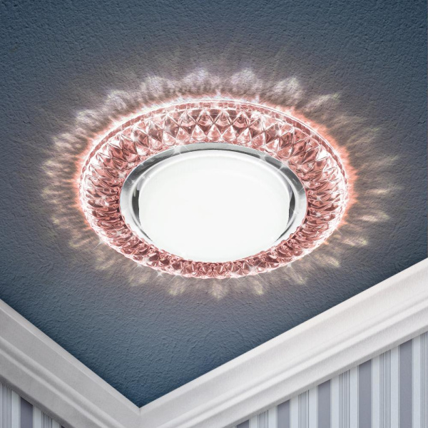 DK LD23 CHP/WH Светильник ЭРА декор cо светодиодной подсветкой Gx53, шампань (50/800)