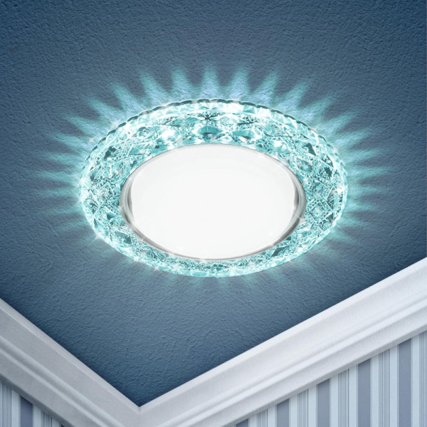 DK LD24 BL/WH Светильник ЭРА декор cо светодиодной подсветкой Gx53, голубой (50/800)