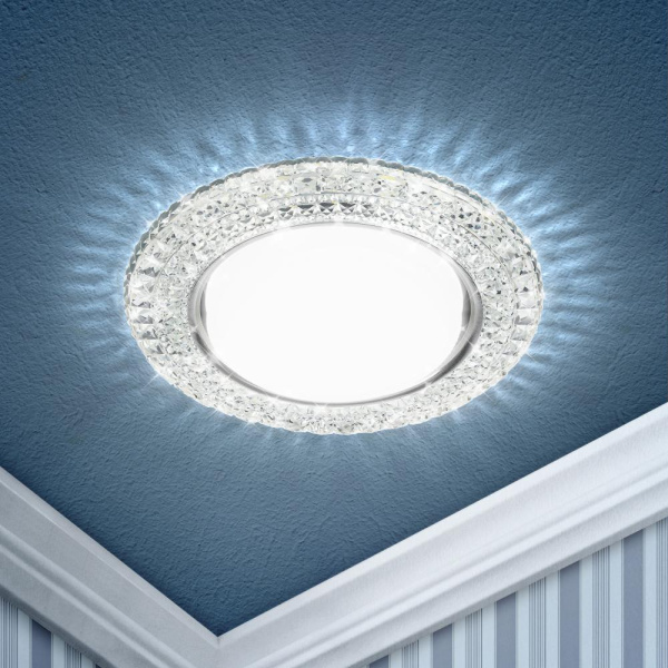 DK LD26 SL/WH Светильник ЭРА декор cо светодиодной подсветкой Gx53, прозрачный (50/800)