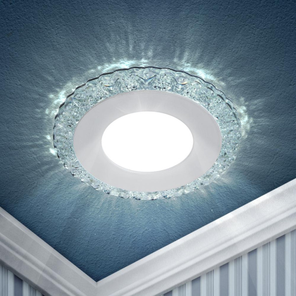 DK LED 14 SL/WH Светильник ЭРА светодиодный круглый  белая подсветка  3+3W прозрачный/белый (60/1200