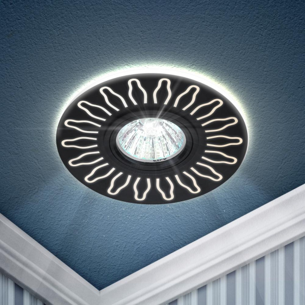 DK LD31 BK Светильник ЭРА декор cо светодиодной подсветкой MR16, 220V, max 11W, черный (50/800)