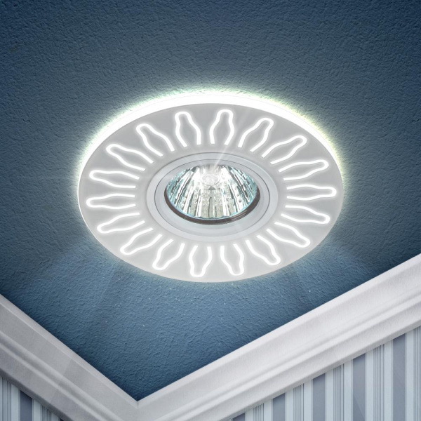 DK LD31 WH Светильник ЭРА декор cо светодиодной подсветкой MR16, 220V, max 11W, белый (50/800)