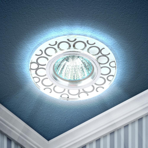 DK LD46 SL Светильник ЭРА декор cо светодиодной подсветкой MR16, зеркальный (50/2000)