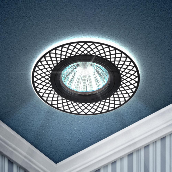 DK LD42 WH/BK Светильник ЭРА декор cо светодиодной подсветкой MR16, белый/черный (50/2000)