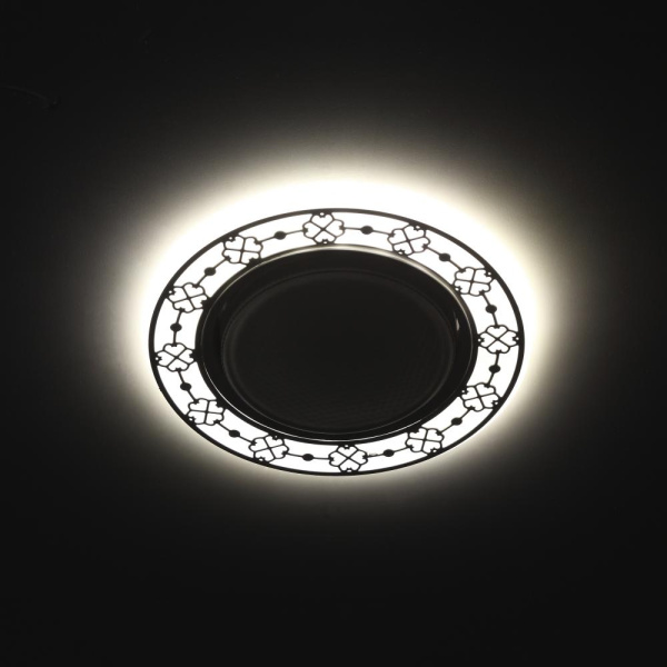 DK LD28 WH/BK Светильник ЭРА декор cо светодиодной подсветкой GX53, белый/черный (30/720)