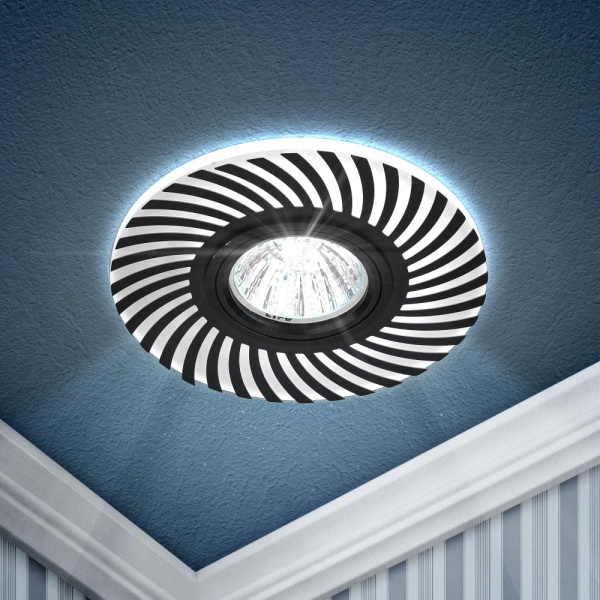 DK LD32 BK /1 Светильник ЭРА декор cо светодиодной подсветкой MR16, 220V, max 11W, черный (50/1000)