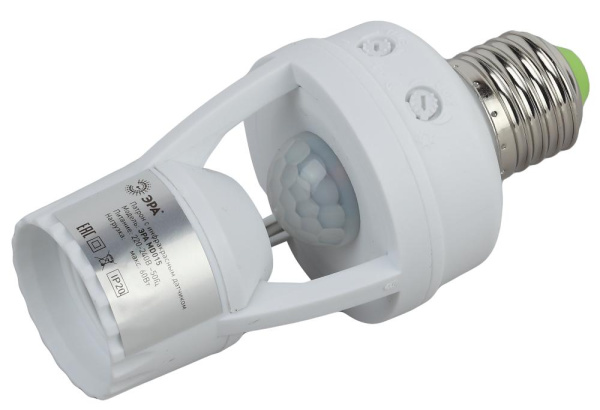 MD 015 Датчик движения ЭРА белый E27 60Вт 360гр 6м IP20 (50/1600)