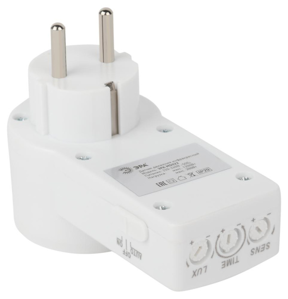 MD 022 Датчик движения ЭРА розеточный  ДДР-01 1200Вт, 10-420с, 2-9м, 3+лк, 120гр,  IP20 (50/1600)