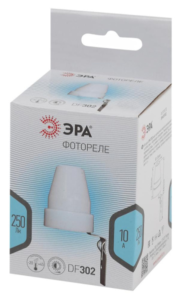 Датчик освещенности ЭРА  DF 302 Фотореле серый, настенный, максимальная нагрузка 2200 ВА IP44 (100/1800)