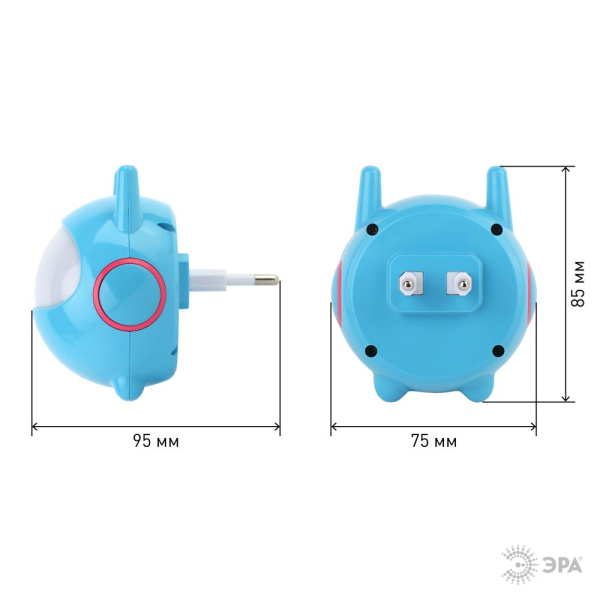 Ночник - светильник светодиодный ЭРА NN-604-LS-BU в розетку с датчиком освещенности синий