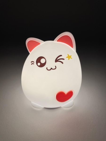 Ночник - светильник светодиодный ЭРА NLED-413-1W-P на батарейках мягкий силиконовый белый с розовым