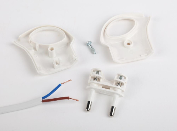 Вилка ЭРА V1 без заземления 10A с кольцом непрямой ввод белая