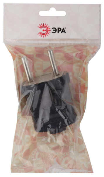 Вилка ЭРА Vx1-B без заземления прямая 10A черная