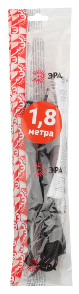 UX-ШВВП-S-1,8m-B  Шнур для бра ЭРА UX-ШВВП-S-1,8m-B с выключателем 1,8 м ШВВП 2x0,5мм2 черный