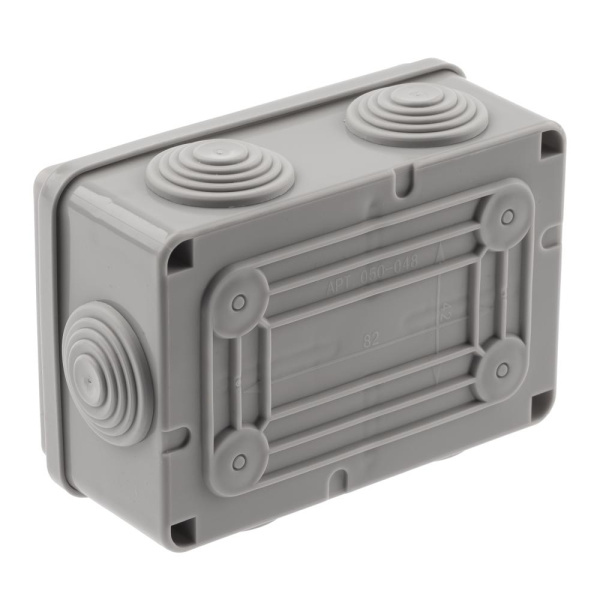 KORv-120-80-50-6g  Распаячная коробка ЭРА KORv-120-80-50-6g открытой установки серая 120х80х50мм на винтах 6 гермовводов IP55