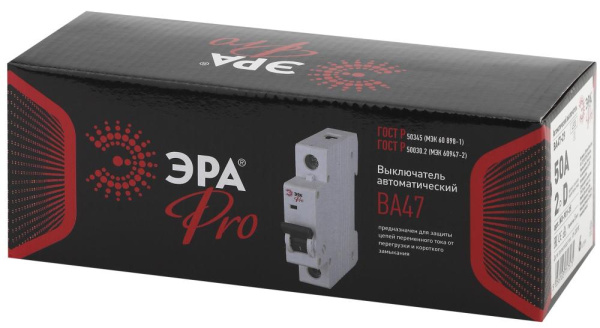 Автоматический выключатель ЭРА PRO NO-901-35 ВА47-29 2P 50А кривая D 4,5кА