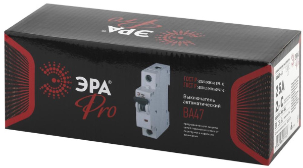 Автоматический выключатель ЭРА PRO NO-901-54 ВА47-63 2P 25А кривая C 6кА