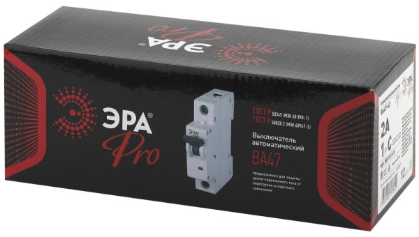 Автоматический выключатель ЭРА PRO NO-901-59 ВА47-63 1P 2А кривая C 6кА