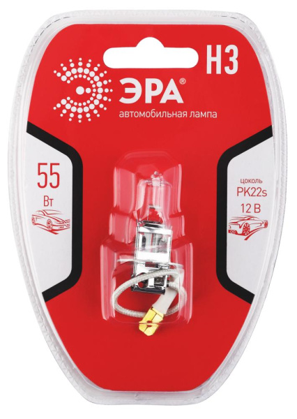 Н3 BL  Автолампа галогенная ЭРА 73472 PK22s Н3 12V 55W BL