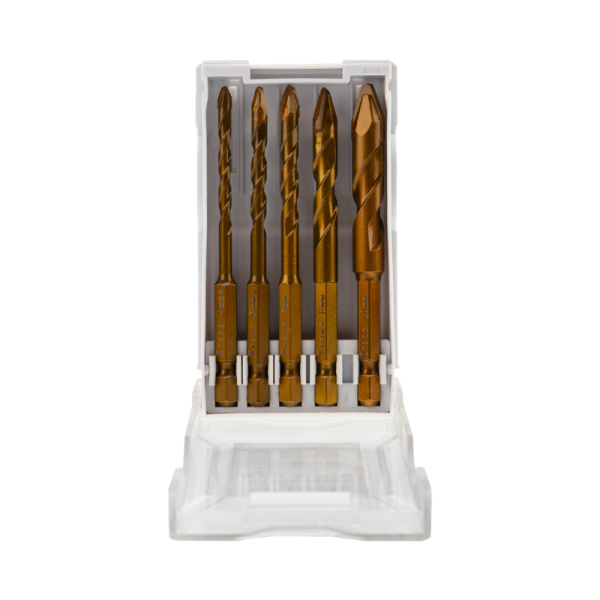 Набор сверл по стеклу и керамике, сухое сверление, 4-10 мм, 5 шт, пластиковый кейс KRANZ