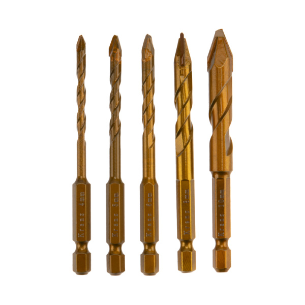 Набор сверл по стеклу и керамике, сухое сверление, 4-10 мм, 5 шт, пластиковый кейс KRANZ