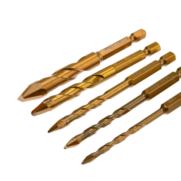 Набор сверл по стеклу и керамике, сухое сверление, 4-10 мм, 5 шт, пластиковый кейс KRANZ