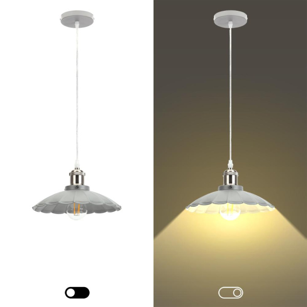 Светильник подвесной (подвес) ЭРА PL3 GR/SN металл, E27, max 60W, высота плафона 110мм, подвеса 800мм,серый/сатин никель