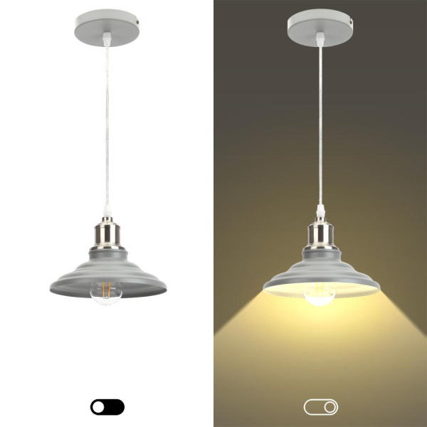 Светильник подвесной (подвес) ЭРА PL4 GR/SN металл, E27, max 60W, высота плафона 80мм,подвеса 800мм, серый/сатин никель