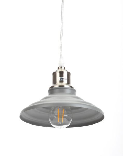 Светильник подвесной (подвес) ЭРА PL4 GR/SN металл, E27, max 60W, высота плафона 80мм,подвеса 800мм, серый/сатин никель
