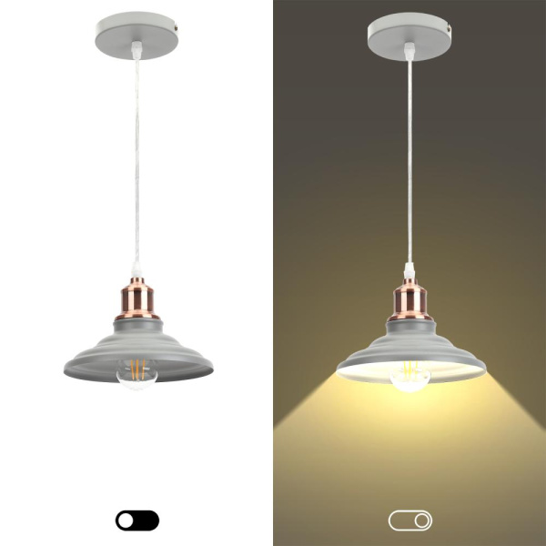 Светильник подвесной (подвес) ЭРА PL4 GR/RC металл,E27,max 60W,высота плафона 80мм,подвеса 800мм,шагрень серый/медь