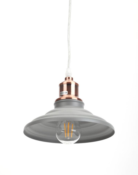Светильник подвесной (подвес) ЭРА PL4 GR/RC металл,E27,max 60W,высота плафона 80мм,подвеса 800мм,шагрень серый/медь