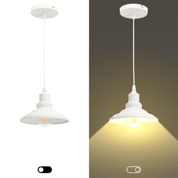 Светильник подвесной (подвес) ЭРА PL4 WH металл, E27, max 60W, высота плафона 80мм, подвеса 800мм, белый