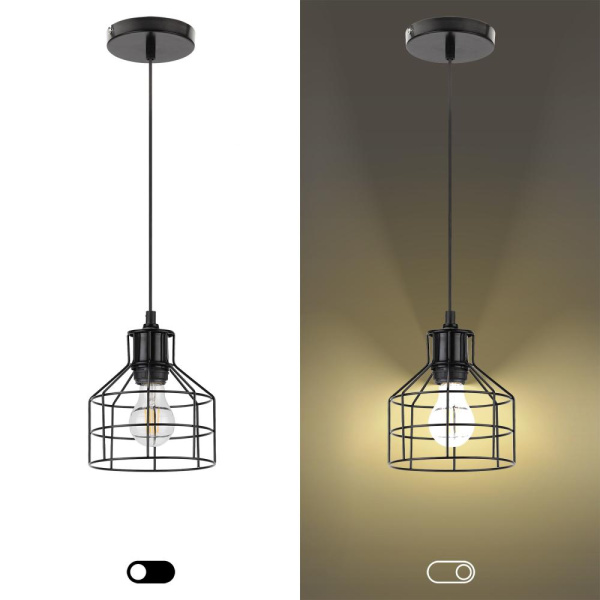 Светильник подвесной (подвес) ЭРА PL9 BK металл, E27, max 60W, высота плафона 230мм, подвеса 800мм, черный