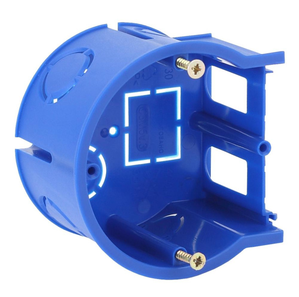ЭРА Подрозетник концевой UniPost 68х45мм для твердых стен синий IP30 (160/3200)