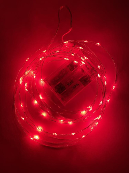 ENIN -5NR ЭРА Гирлянда LED Нить 5 м красный свет, АА (100/2500)