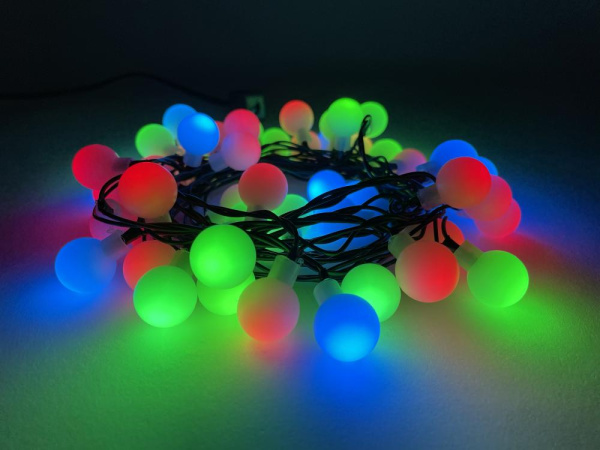 ENIN - 18BM ЭРА Гирлянда LED Нить Шарики d18мм, 5 м мультиколор, 220V, (36/648)