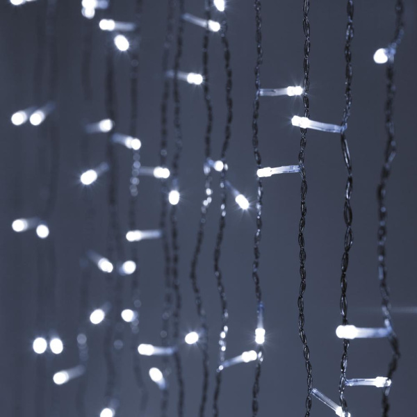 Светодиодная новогодняя гирлянда ЭРА  ЕNIGW - 320W Занавес 8 режимов 3*2 м холодный белый 320 LED IP20