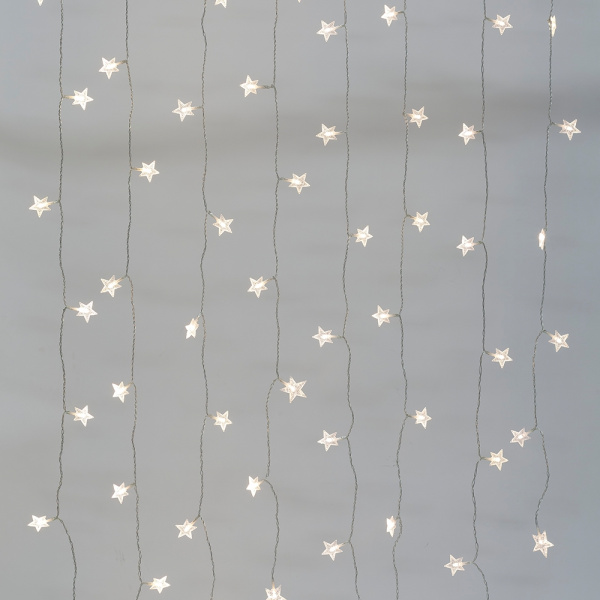 Светодиодная новогодняя гирлянда ЭРА  ENIZ-64W Звездочки 1,2*1,3 м теплый белый 64LED IP20