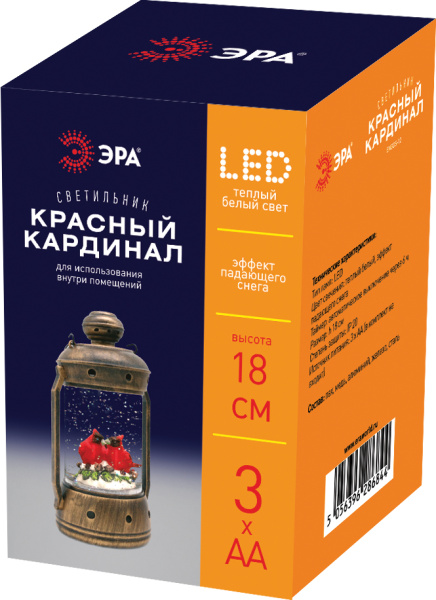 Светодиодная новогодняя фигура ЭРА ENGDS-12 Красный кардинал 1 LED
