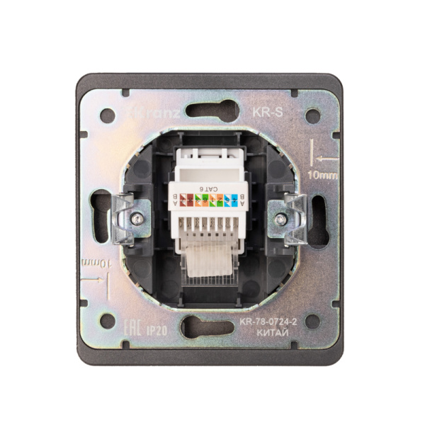 Розетка ROUND компьютерная RJ45 кат6 с/у титан KRANZ