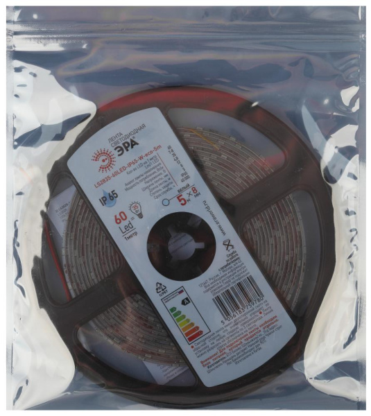 ЭРА Лента светодиодная LS2835-60LED-IP65-W-eco-5m (80/1920)