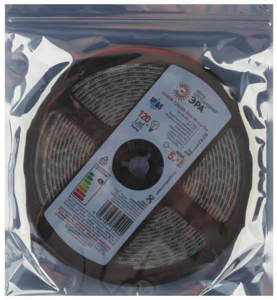 ЭРА Лента светодиодная LS2835-9,6-120-12-6500K-IP65-1 year-5m (80/1440)