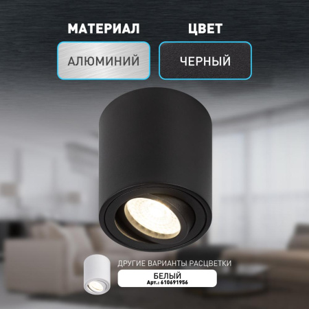 Светильник настенно-потолочный спот ЭРА OL21 BK MR16/GU10, черный, поворотный