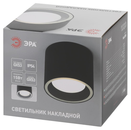 Светильник настенно-потолочный спот ЭРА WL40 BK GX53, черный, IP54