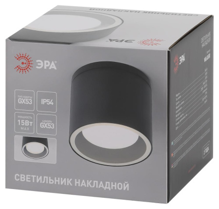 Светильник настенно-потолочный спот ЭРА WL40 GR GX53, серый, IP54