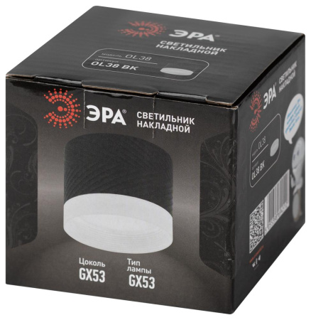 Светильник настенно-потолочный спот ЭРА OL38 BK под GX53 IP20 черный